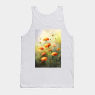 Watercolor Orange Marigold Design Soft and Muted Tank Top